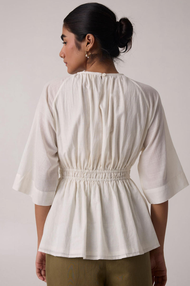 Sergio Off White Cotton Top cotton by The Summer House in white color for women Worldwide