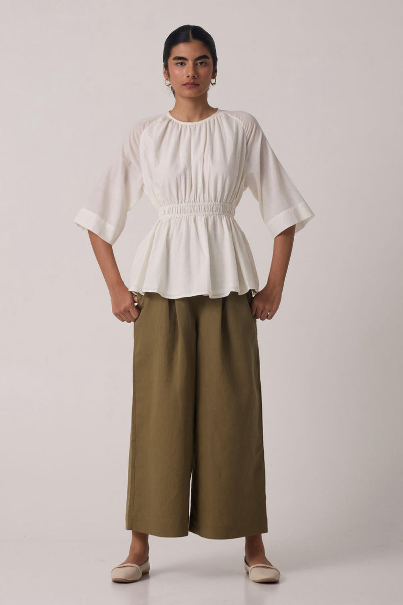 Sergio Off White Cotton Top cotton by The Summer House in white color for women Worldwide