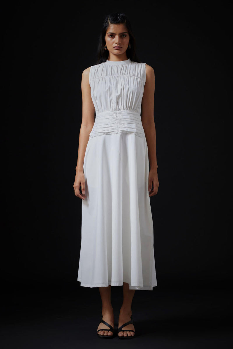 Shae Dress - Milk cotton by The Summer House in white color for women Worldwide