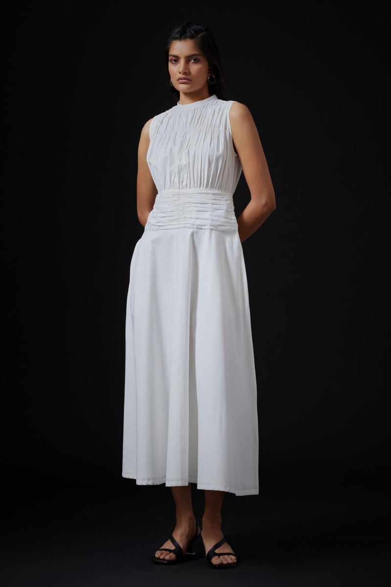 Shae Dress - Milk cotton by The Summer House in white color for women Worldwide