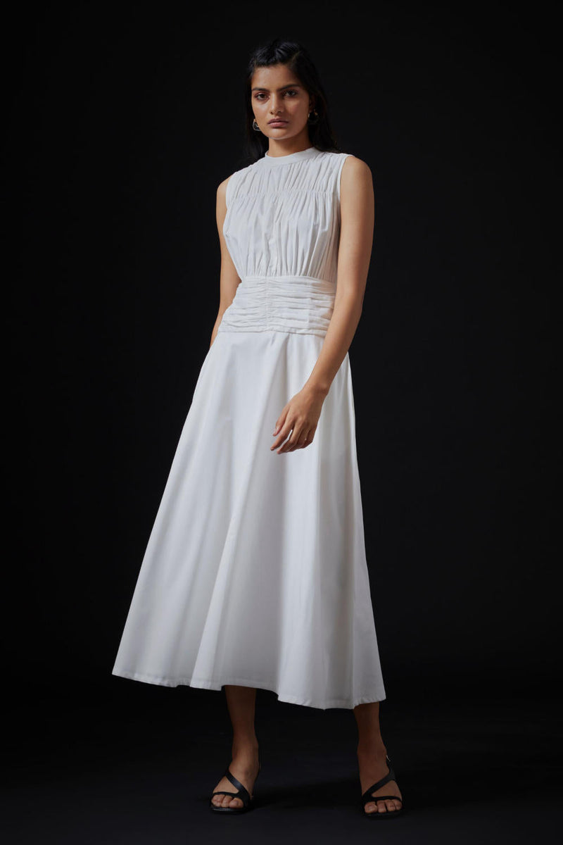 Shae Dress - Milk cotton by The Summer House in white color for women Worldwide