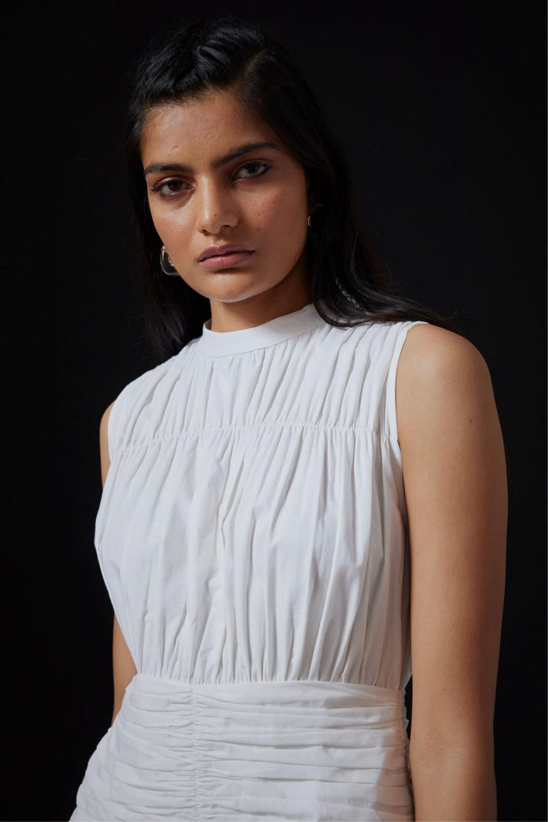 Shae Dress - Milk cotton by The Summer House in white color for women Worldwide