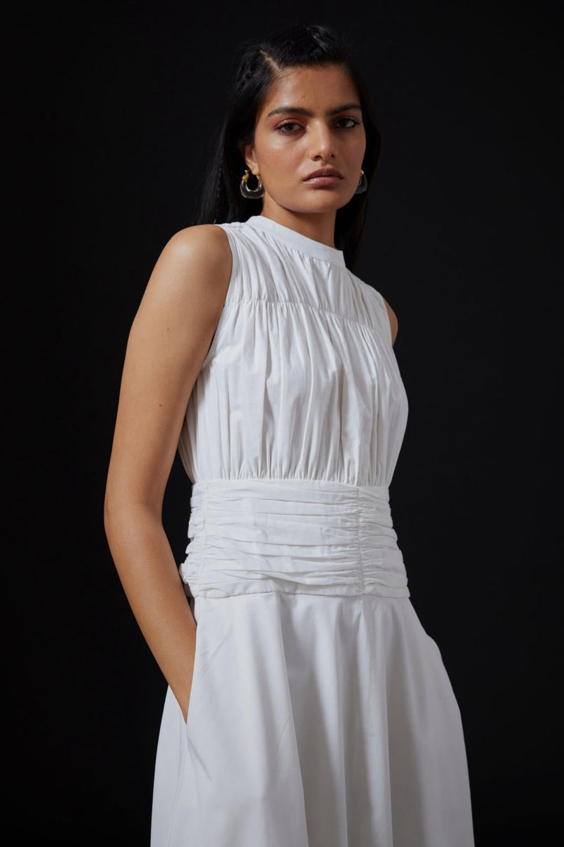 Shae Dress - Milk cotton by The Summer House in white color for women Worldwide