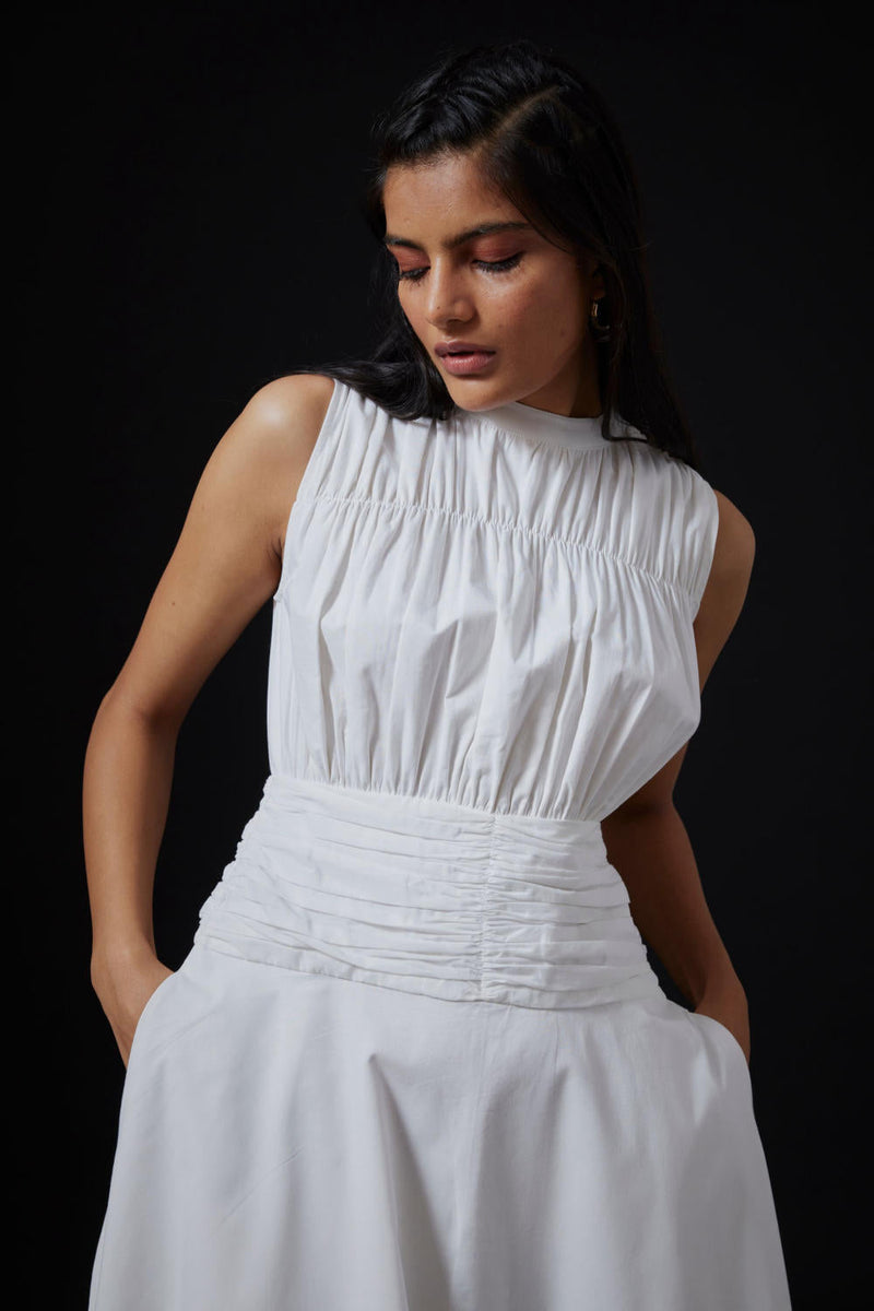 Shae Dress - Milk cotton by The Summer House in white color for women Worldwide