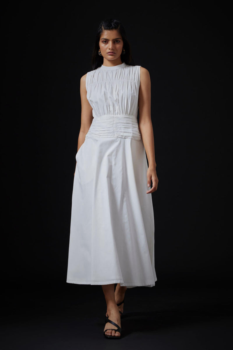 Shae Dress - Milk cotton by The Summer House in white color for women Worldwide