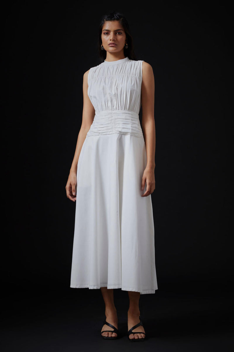 Shae Dress - Milk cotton by The Summer House in white color for women Worldwide