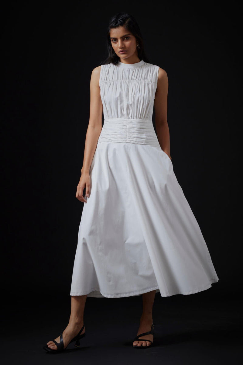 Shae Dress - Milk cotton by The Summer House in white color for women Worldwide
