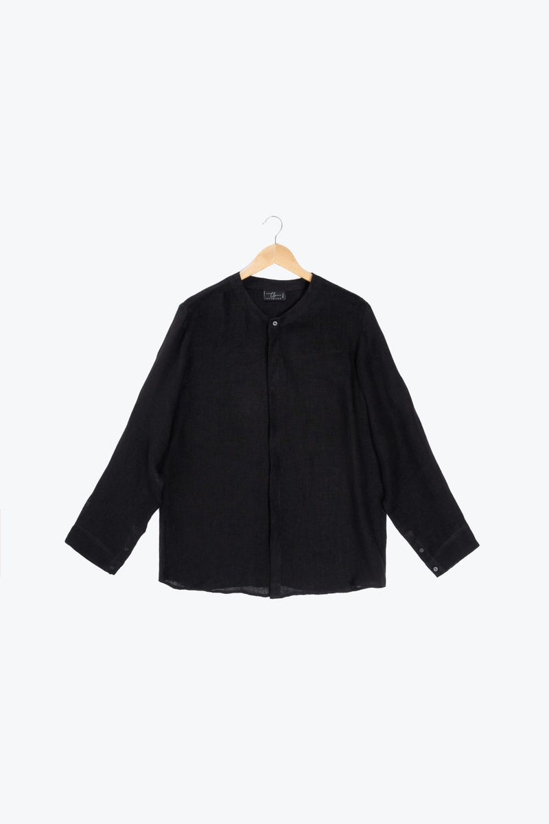 Sheer Full Sleeve Tunic linen by Turn Black in black color for women Worldwide