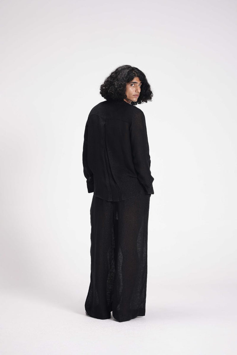 Sheer Full Sleeve Tunic linen by Turn Black in black color for women Worldwide