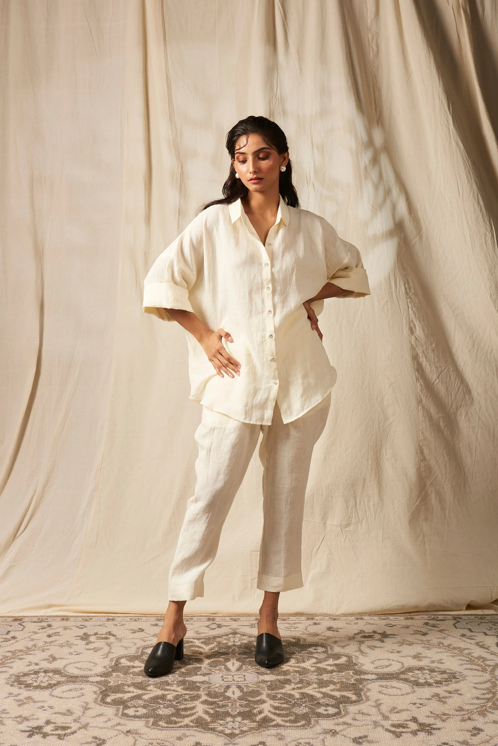 Taj Linen Oversized Flare Shirt Set