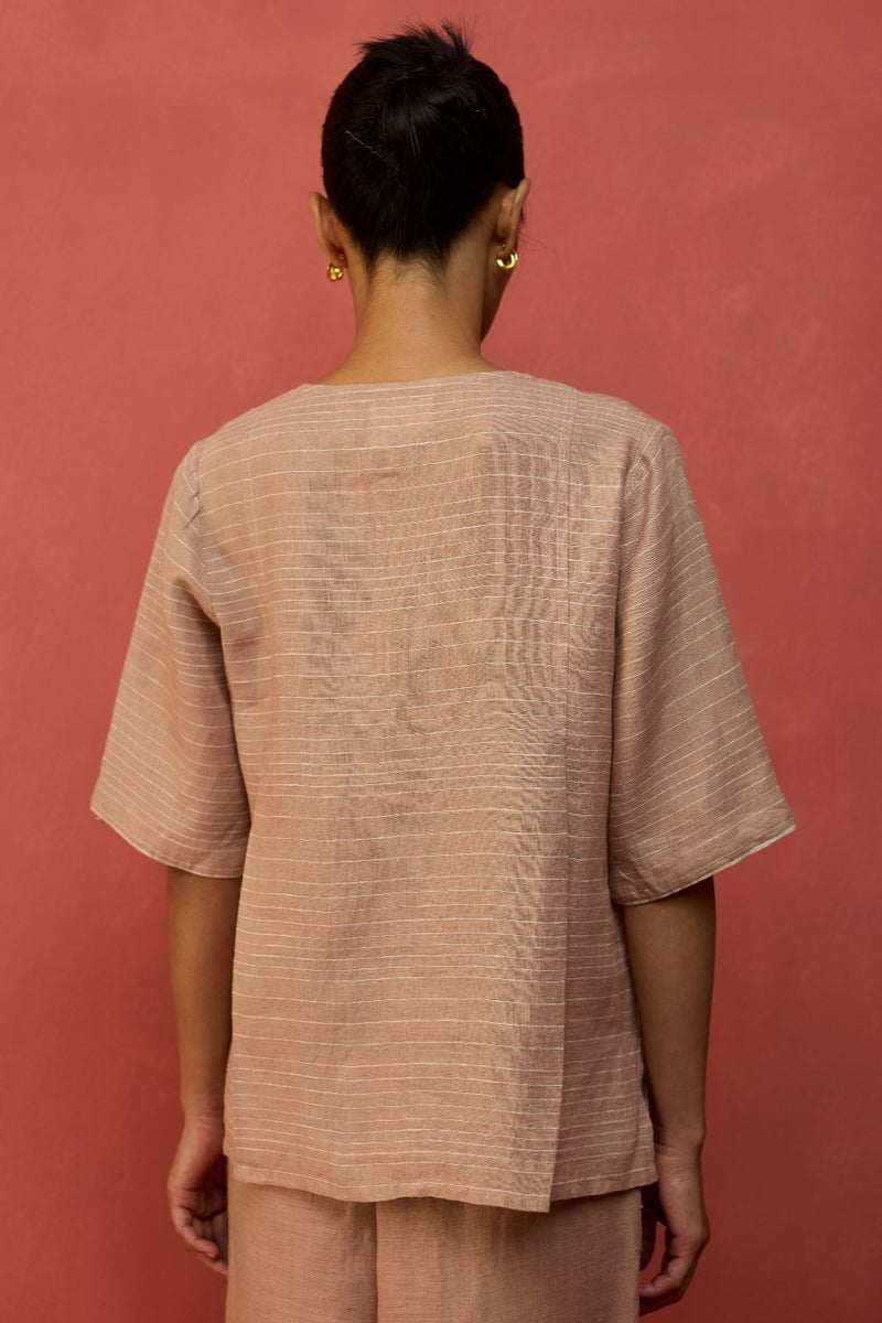 Shiro Stripe Linen Co-ord Set - Dusty Rose by Manan for Worldwide