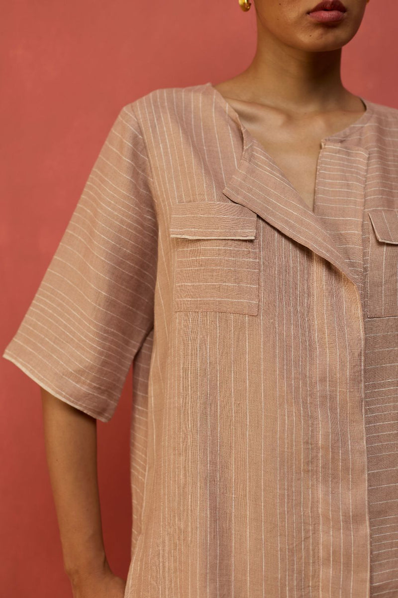 Shiro Stripe Linen Co-ord Set - Dusty Rose by Manan for Worldwide