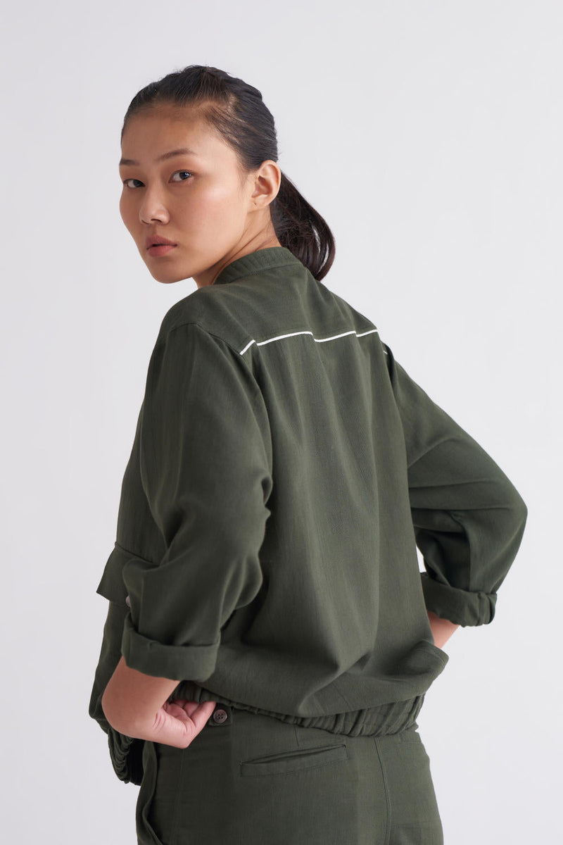 Short Jacket Co-ord - Olive Co-ord Set,Jackets & Overlays by THREE for women Worldwide