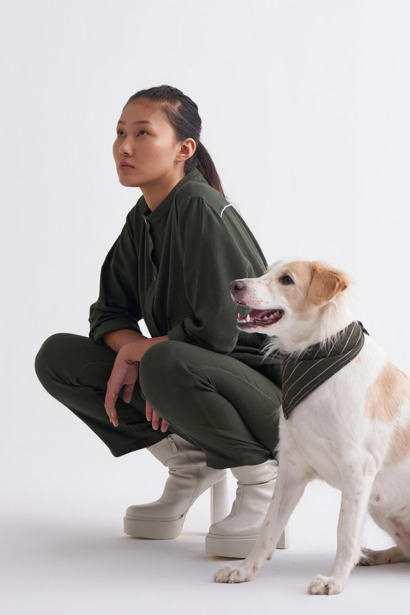 Short Jacket Co-ord - Olive Co-ord Set,Jackets & Overlays by THREE for women Worldwide