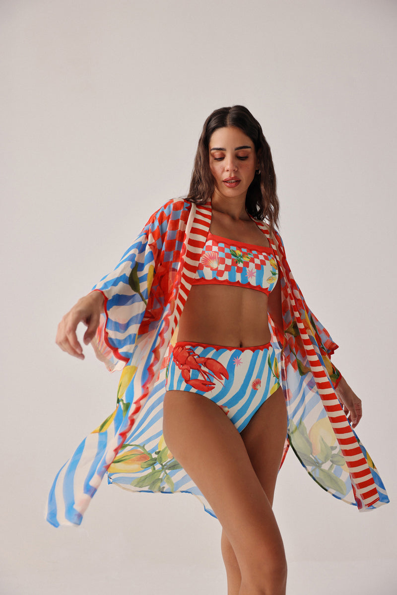 Sia Coverup-Summer Zest viscose georgette resort wear by NOIB in red for women Worldwide