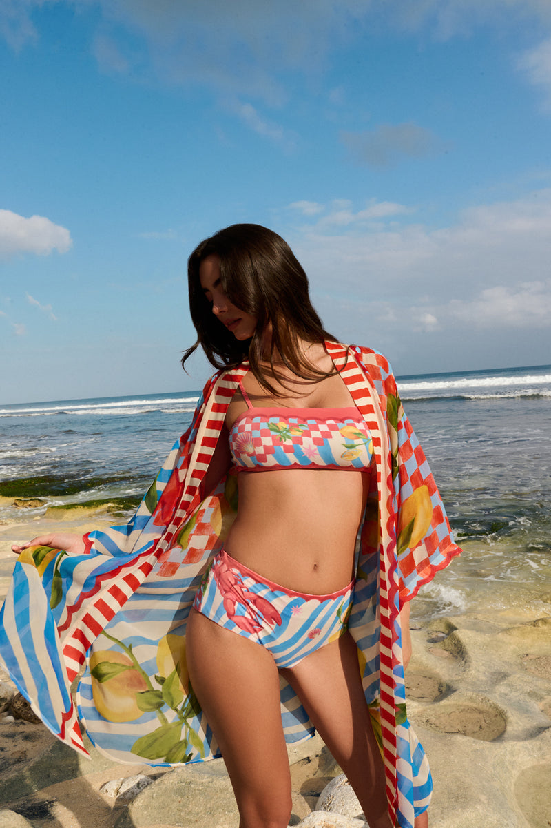 Sia Coverup-Summer Zest viscose georgette resort wear by NOIB in red for women Worldwide
