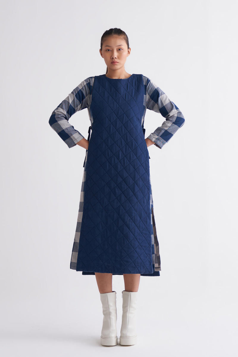 Side Tie Apron Overlay Co-ord - Navy Co-ord Set,Jackets & Overlays by THREE for women Worldwide