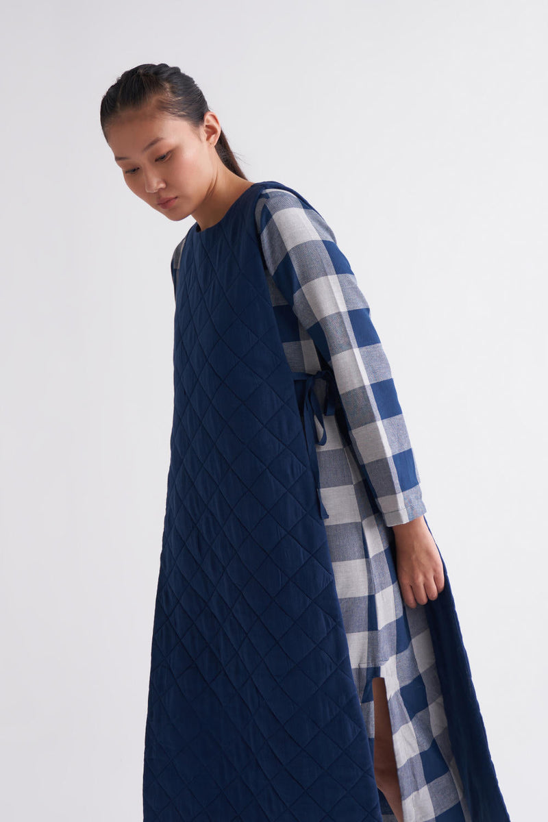 Side Tie Apron Overlay Co-ord - Navy Co-ord Set,Jackets & Overlays by THREE for women Worldwide
