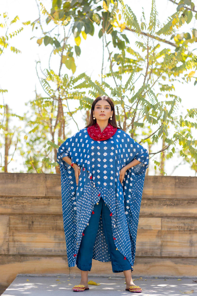 SILK PANTS WITH BEADS-BLUE silk by Dyelogue in blue color for women Worldwide