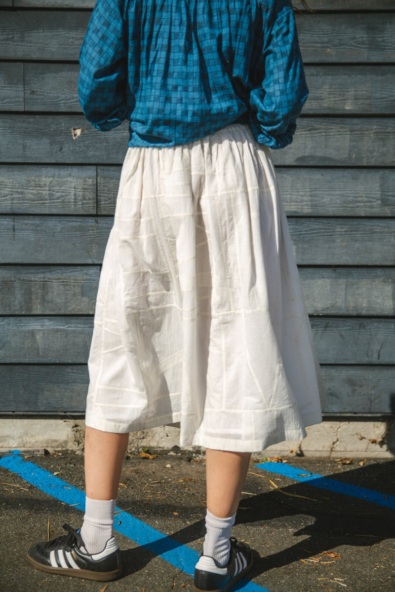 Silver Lake Skirt-White cotton by World of Crow in white color for women Worldwide