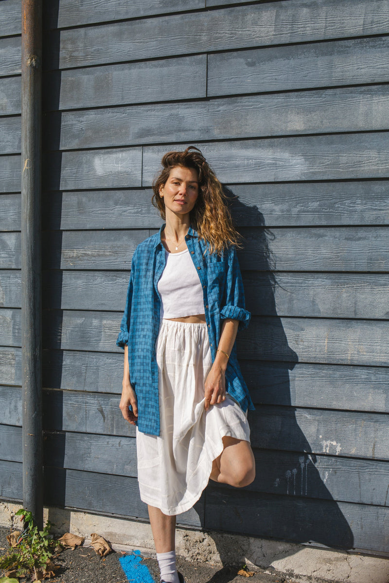 Silver Lake Skirt-White cotton by World of Crow in white color for women Worldwide
