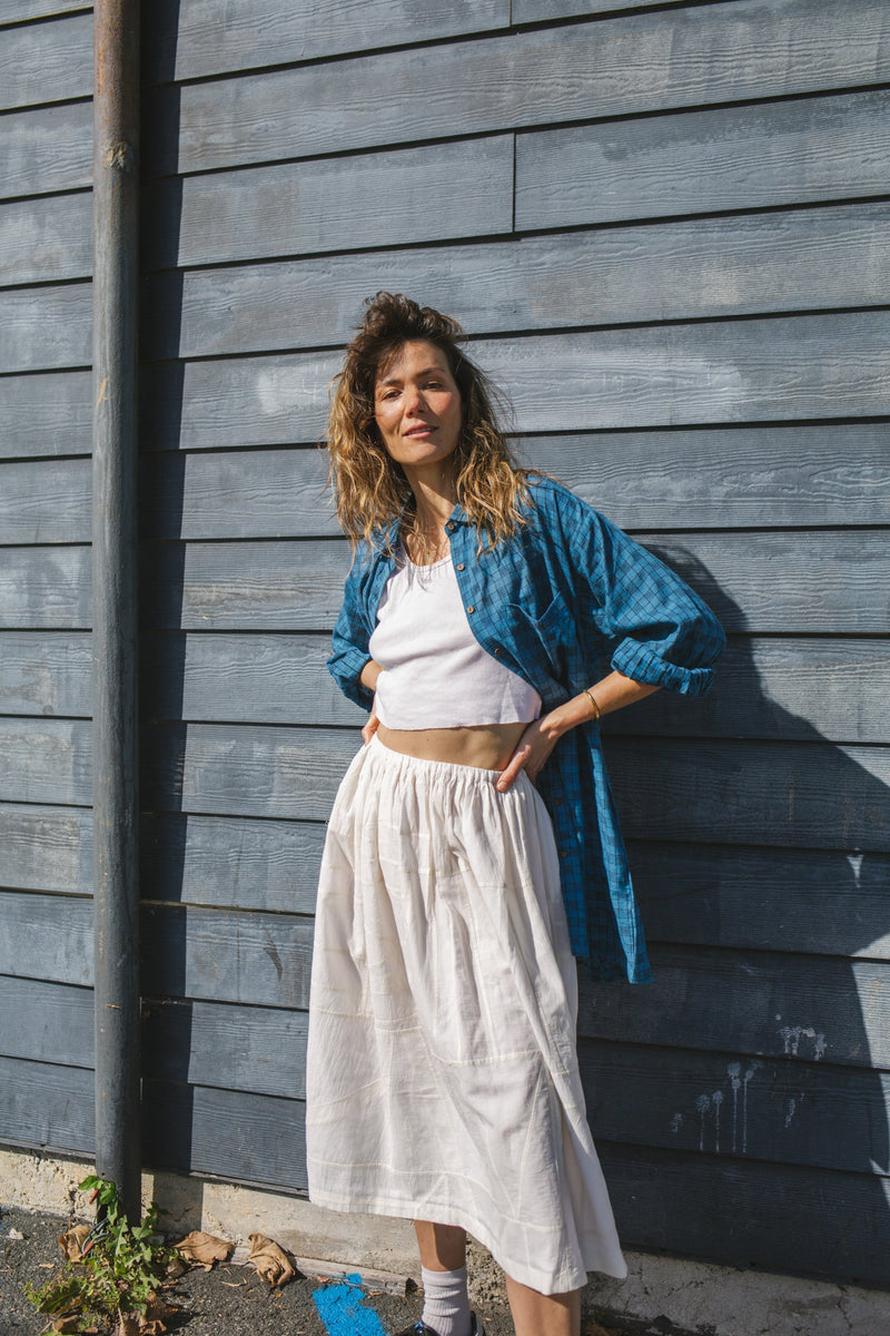 Silver Lake Skirt-White cotton by World of Crow in white color for women Worldwide