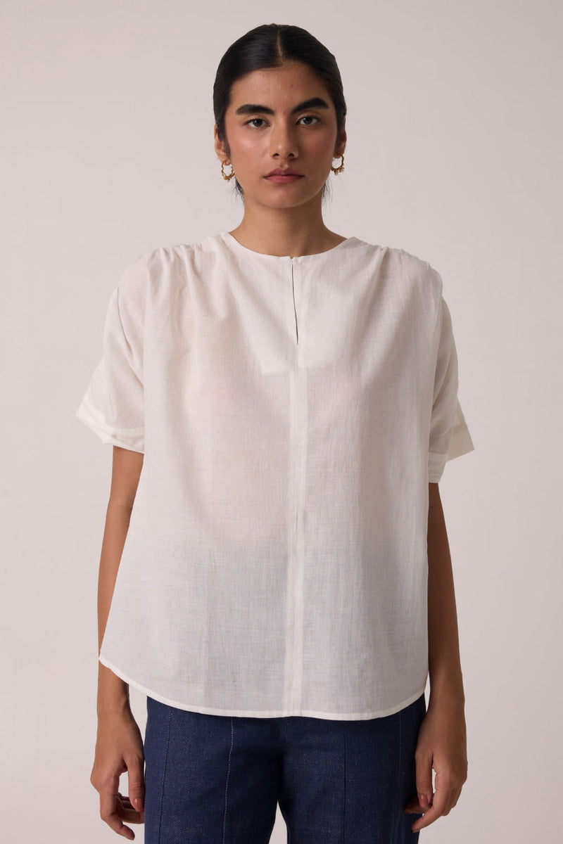 Simone Off White Cotton Top cotton by The Summer House in white color for women Worldwide