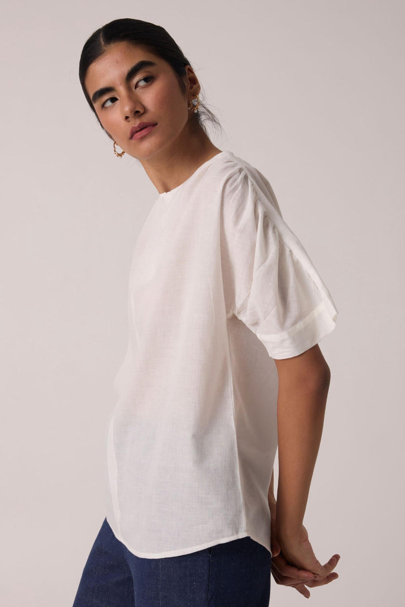 Simone Off White Cotton Top cotton by The Summer House in white color for women Worldwide