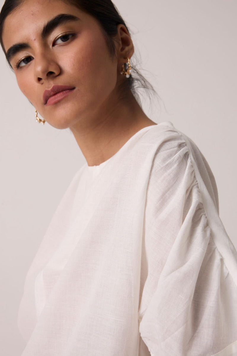 Simone Off White Cotton Top cotton by The Summer House in white color for women Worldwide