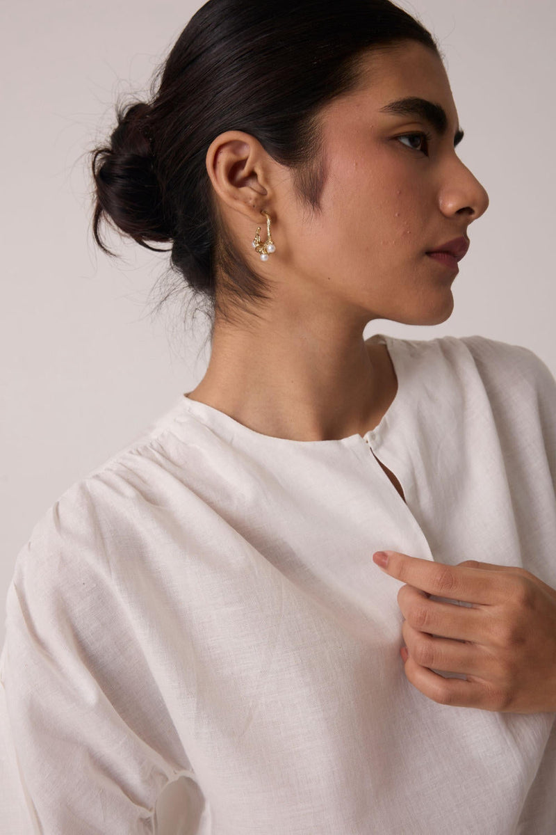Simone Off White Cotton Top cotton by The Summer House in white color for women Worldwide
