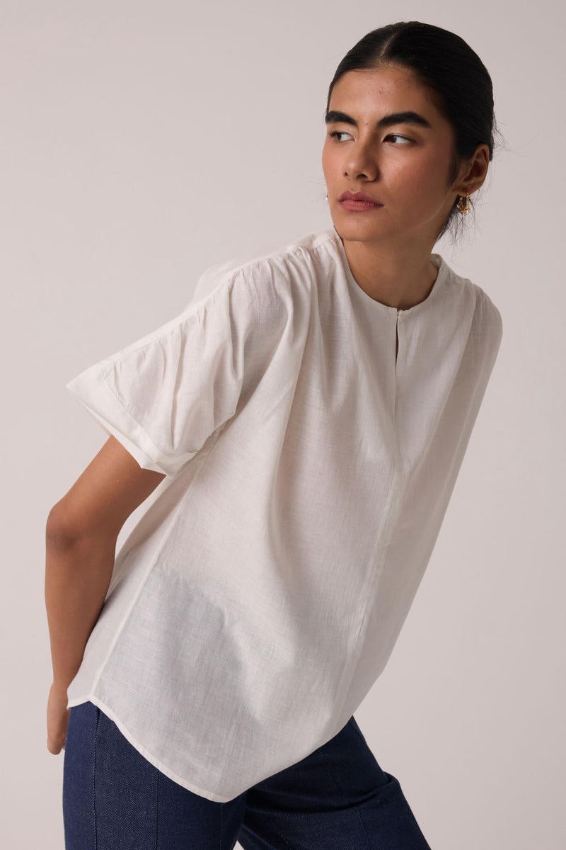 Simone Off White Cotton Top cotton by The Summer House in white color for women Worldwide