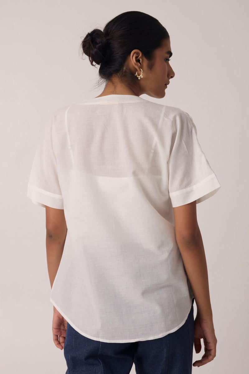 Simone Off White Cotton Top cotton by The Summer House in white color for women Worldwide