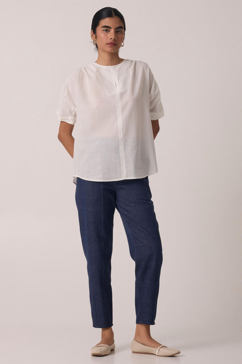 Simone Off White Cotton Top cotton by The Summer House in white color for women Worldwide