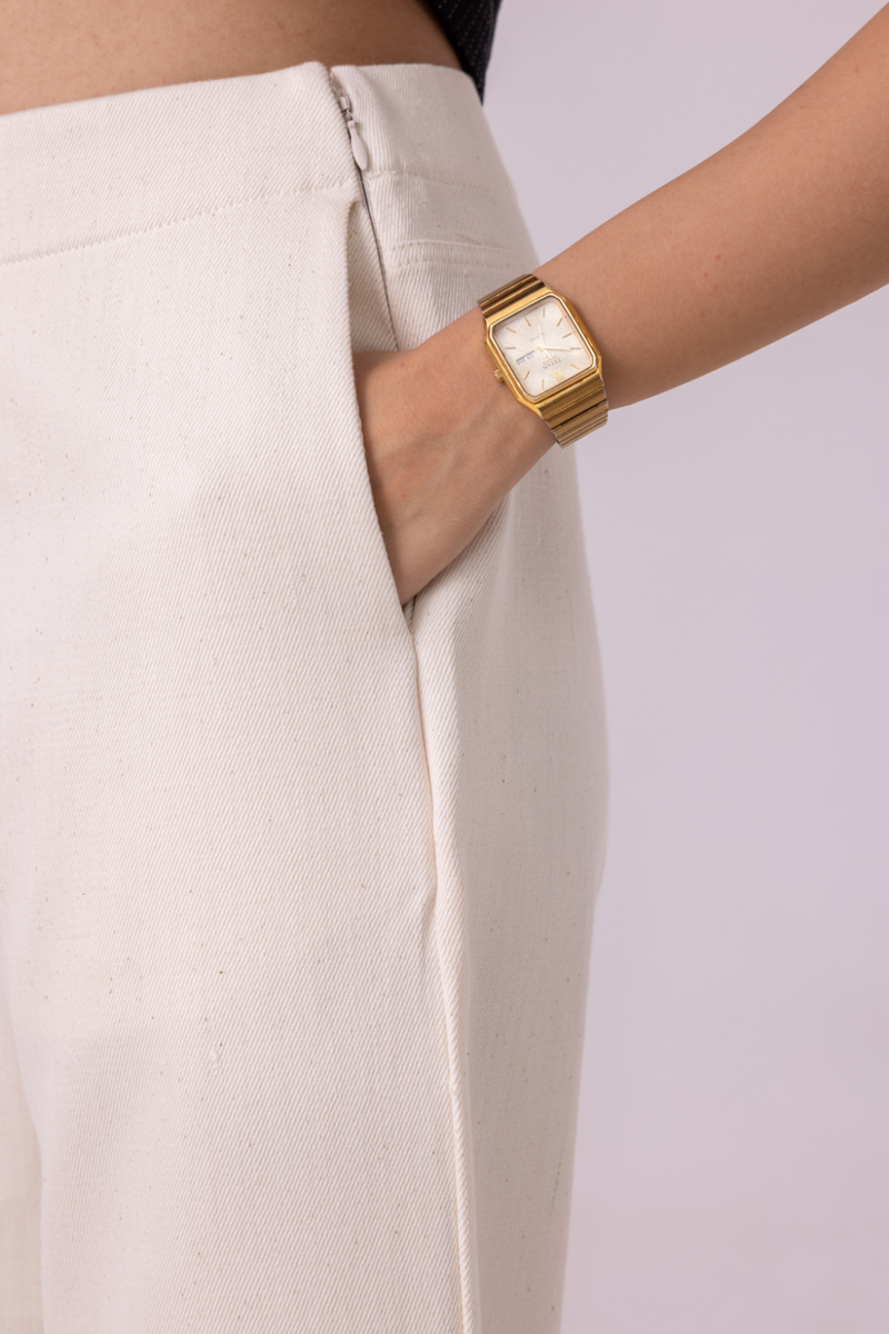 Smith Off White Handwoven Denim Pants khadi denim by The Summer House for women Worldwide