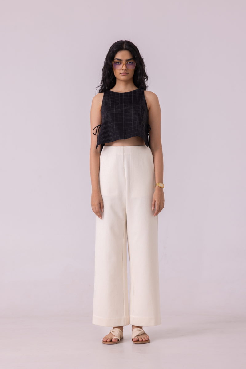 Smith Off White Handwoven Denim Pants khadi denim by The Summer House for women Worldwide