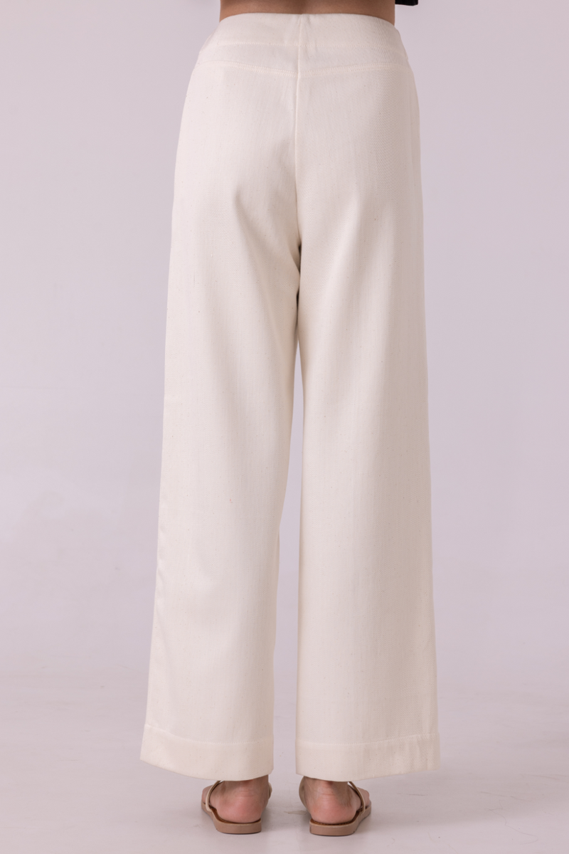 Smith Off White Handwoven Denim Pants khadi denim by The Summer House for women Worldwide