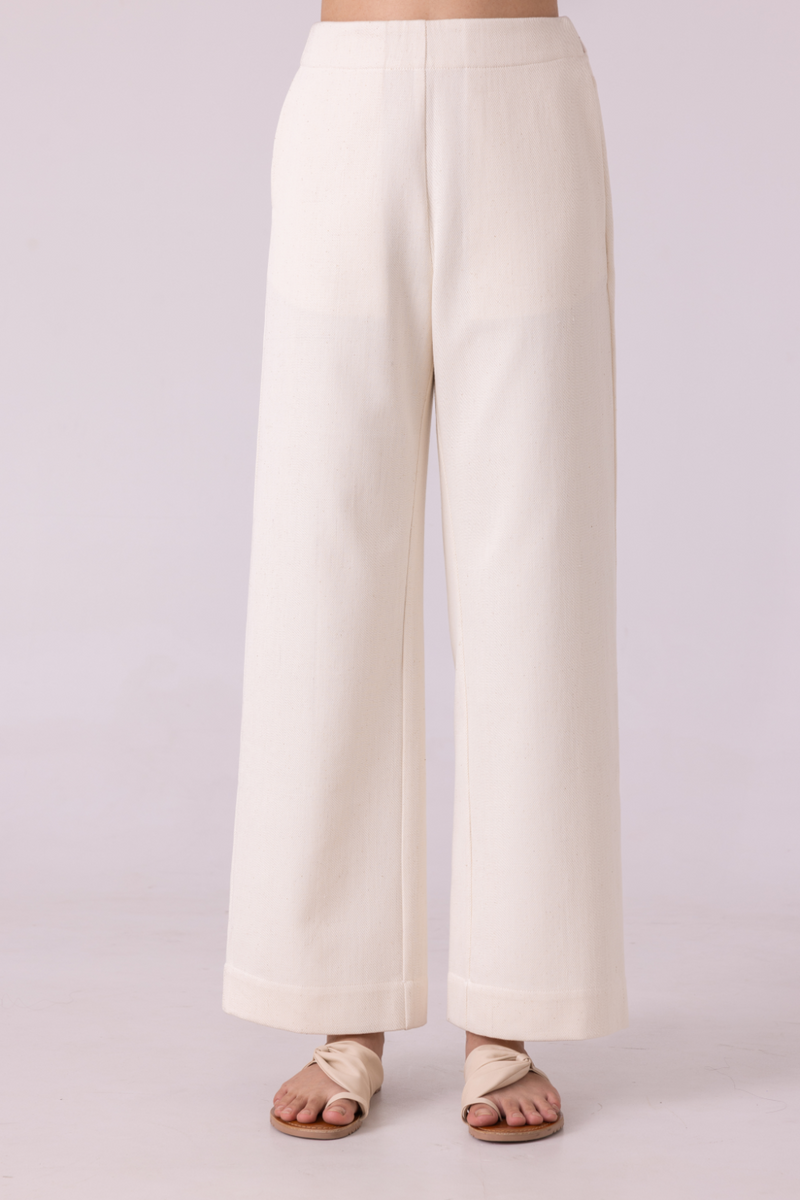 Smith Off White Handwoven Denim Pants khadi denim by The Summer House for women Worldwide