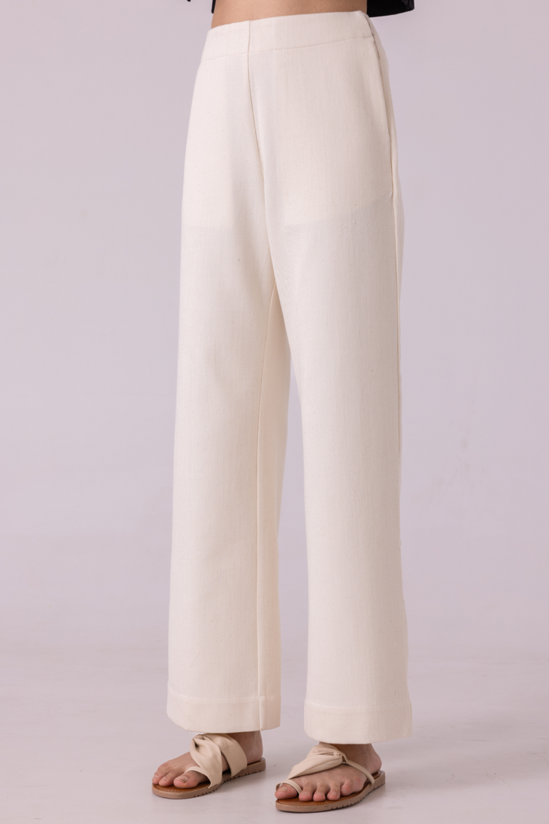 Smith Off White Handwoven Denim Pants khadi denim by The Summer House for women Worldwide