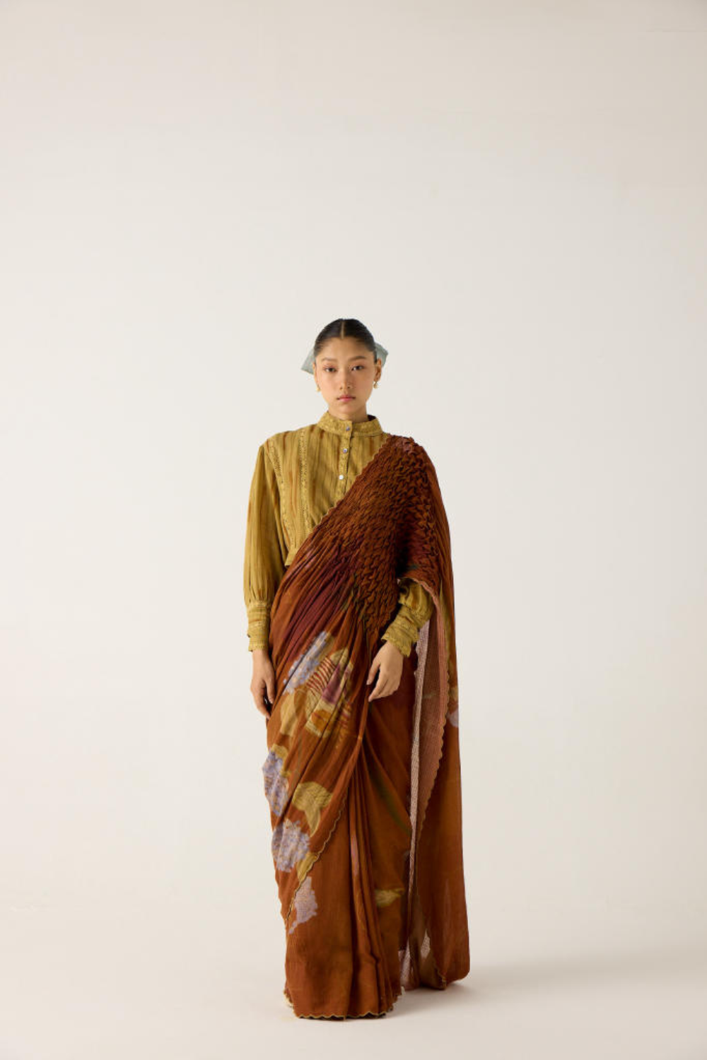 SMOCKED SAREE-FOLIAGE