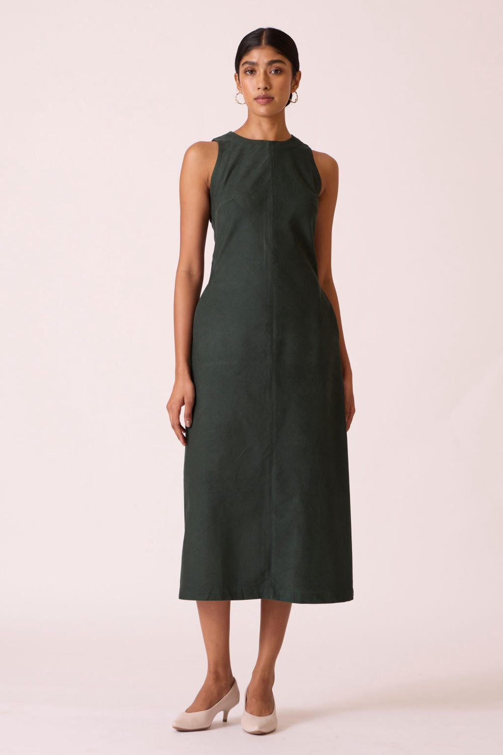 Sofia Green Corduroy Midi Dress