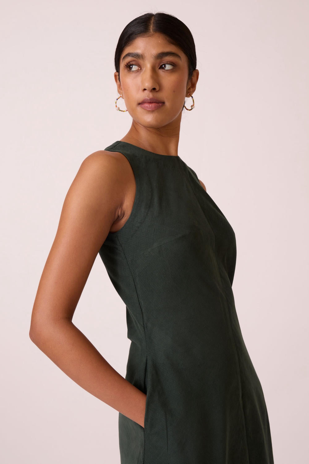 Sofia Green Corduroy Midi Dress