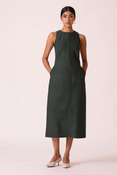 Sofia Green Corduroy Midi Dress