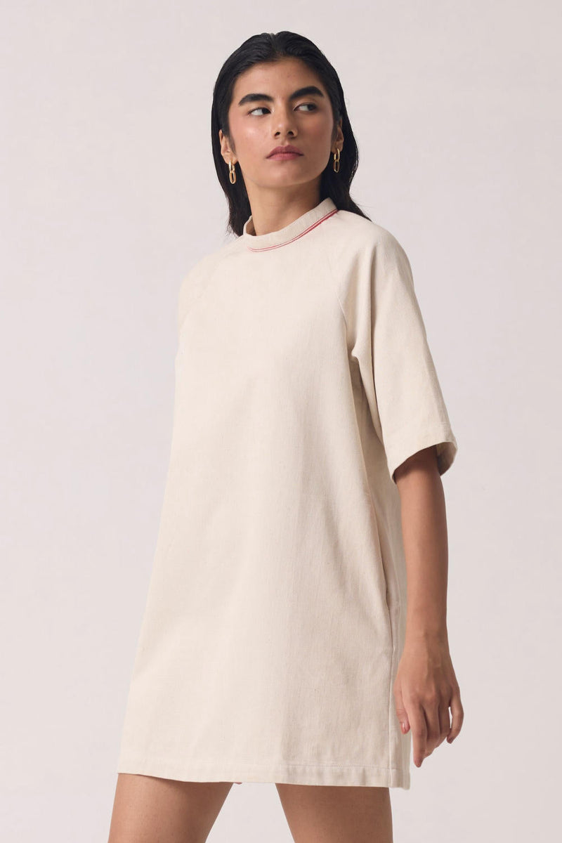 Soichi Off White Handwoven Dress cotton by The Summer House for women Worldwide