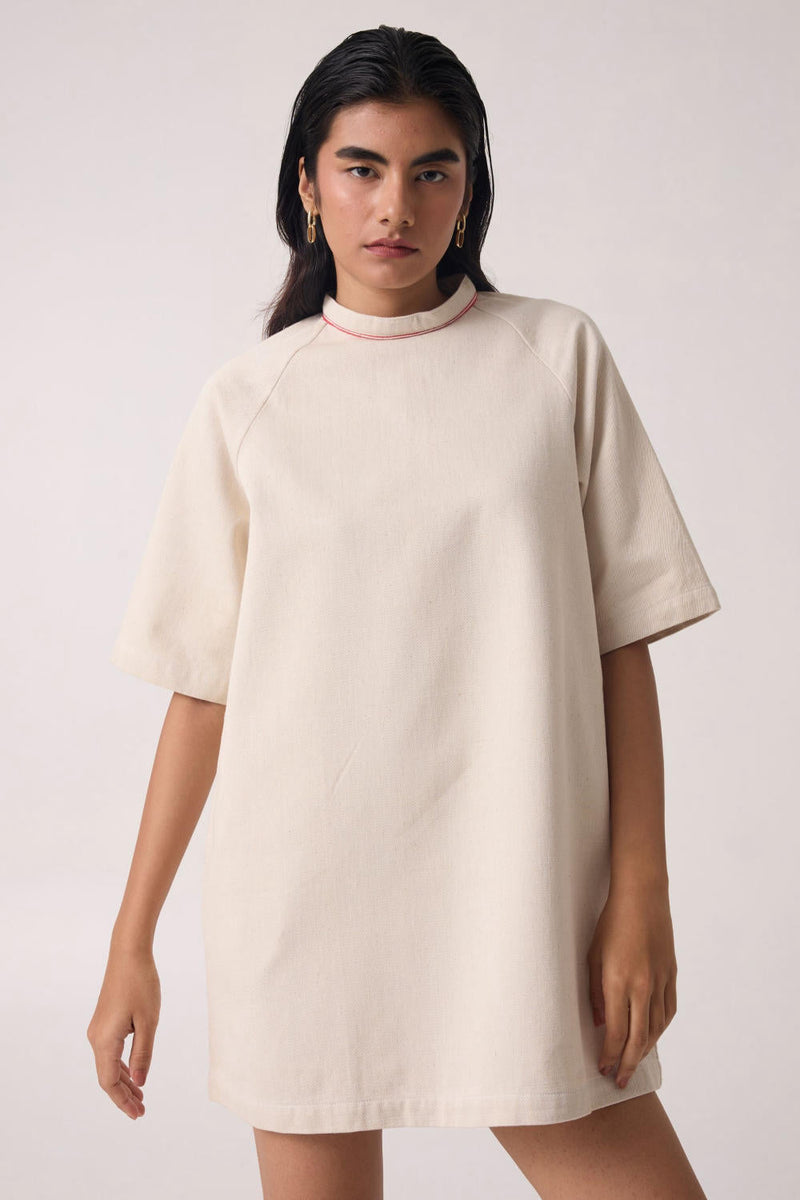 Soichi Off White Handwoven Dress cotton by The Summer House for women Worldwide