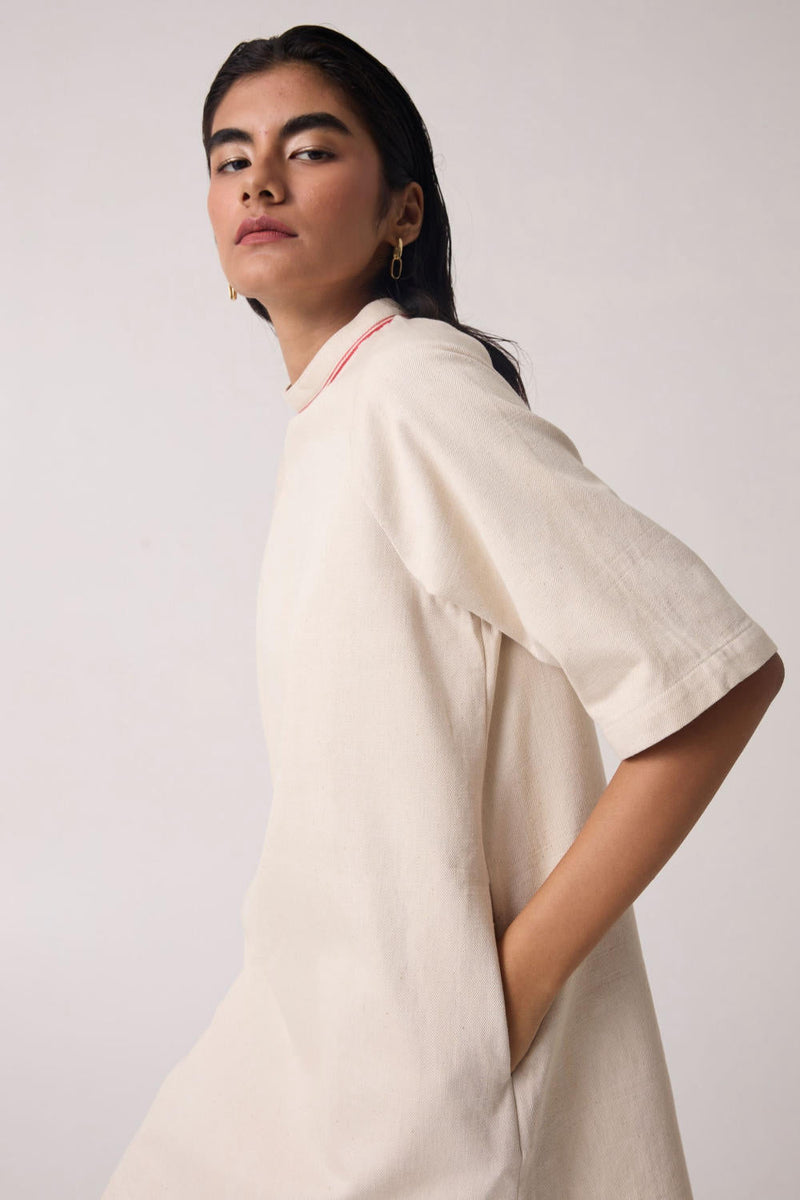 Soichi Off White Handwoven Dress cotton by The Summer House for women Worldwide