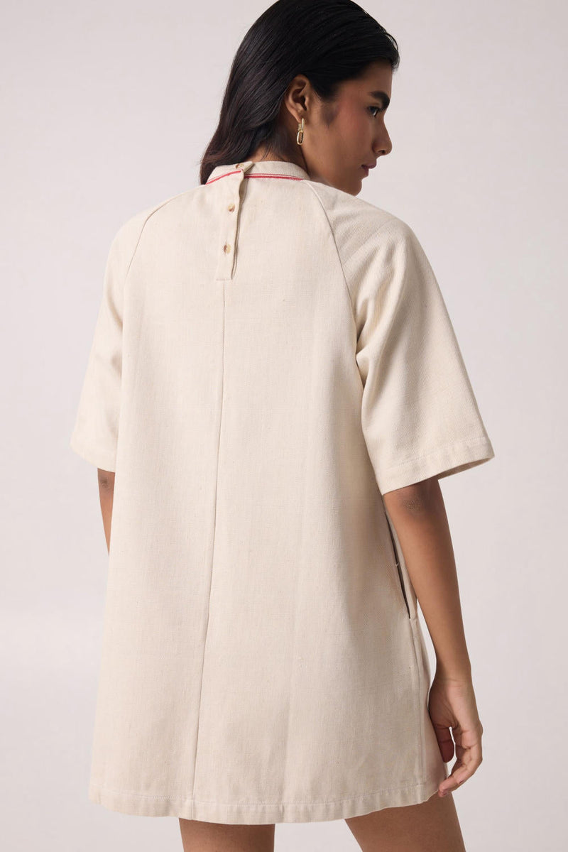 Soichi Off White Handwoven Dress cotton by The Summer House for women Worldwide