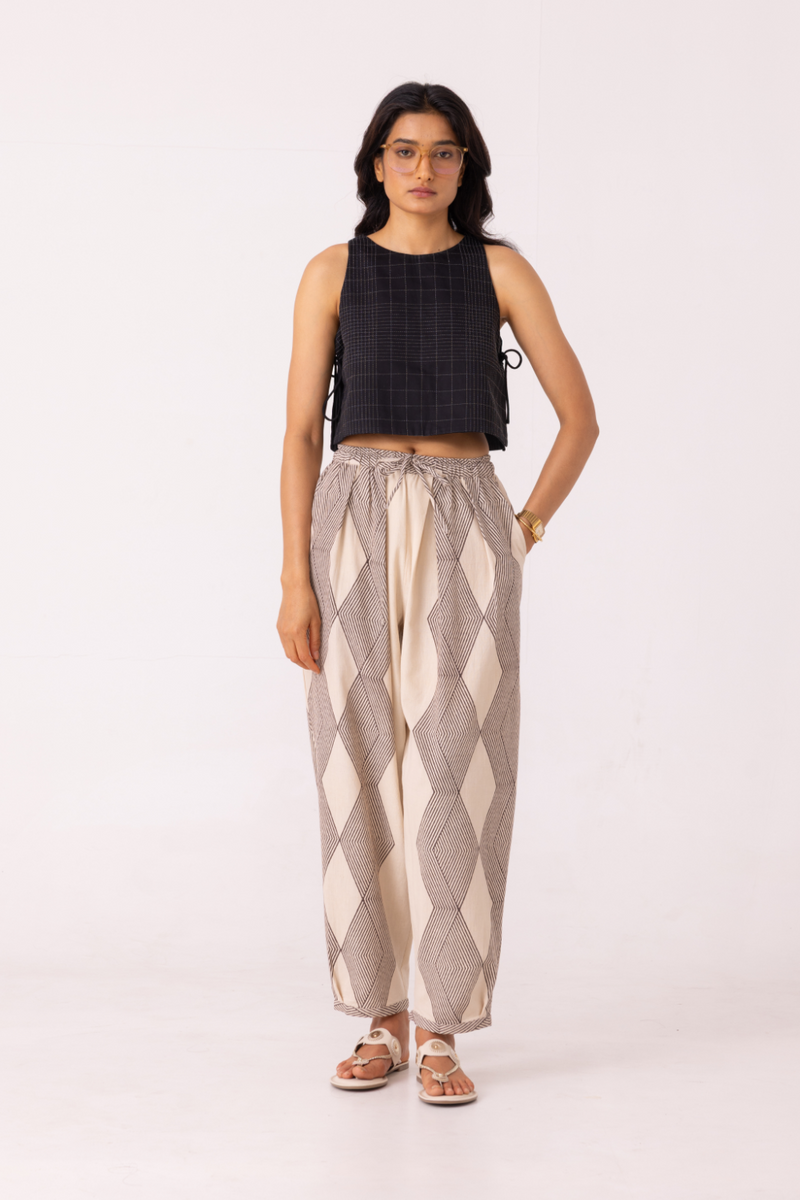 Sonja Hand Printed Barrel Pants cotton by The Summer House for women Worldwide