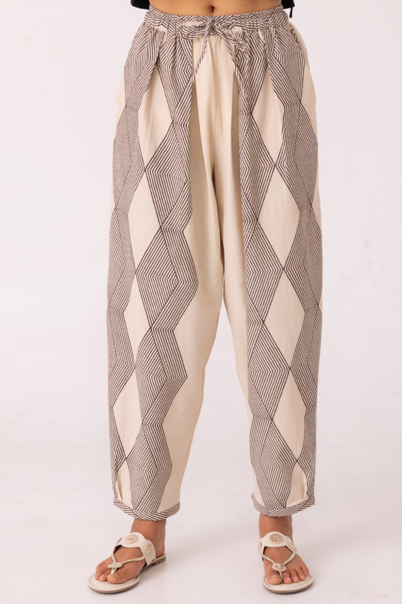 Sonja Hand Printed Barrel Pants cotton by The Summer House for women Worldwide