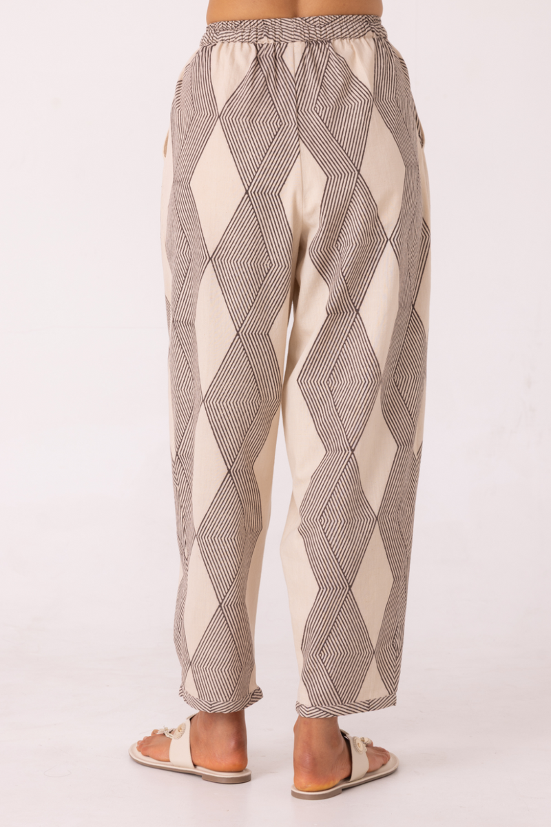 Sonja Hand Printed Barrel Pants cotton by The Summer House for women Worldwide