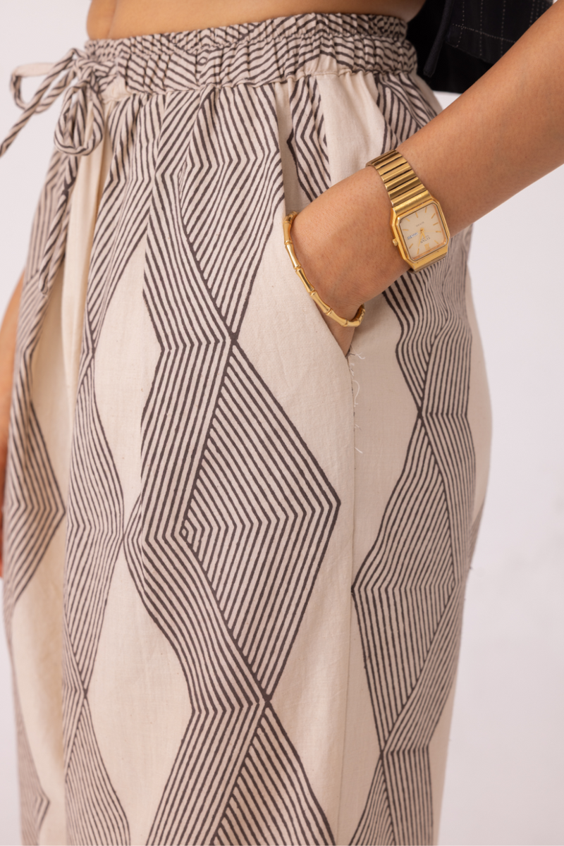 Sonja Hand Printed Barrel Pants cotton by The Summer House for women Worldwide